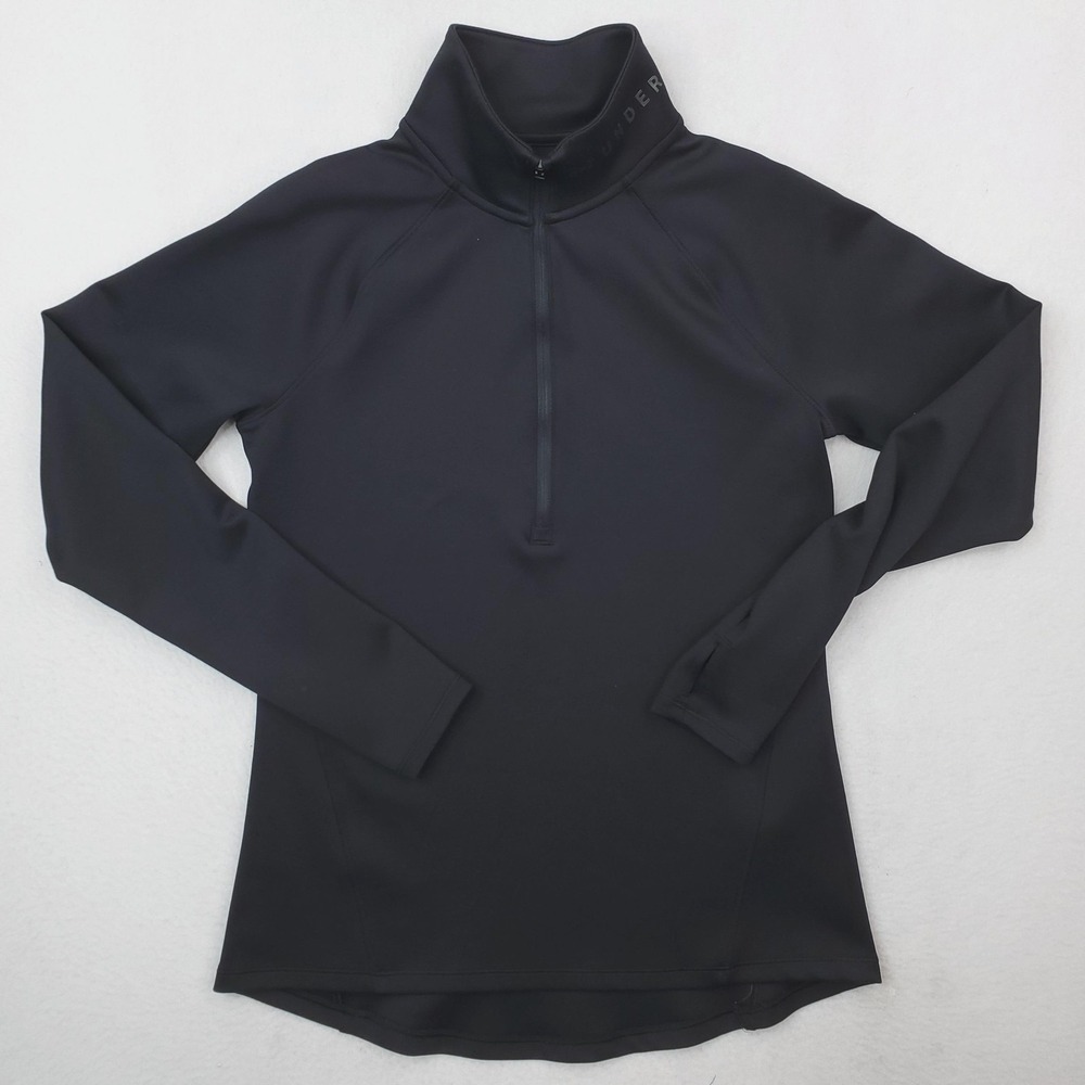 Under Armour Half Zip Pullover Womens Medium Black Fitted Thermal Cold Gear